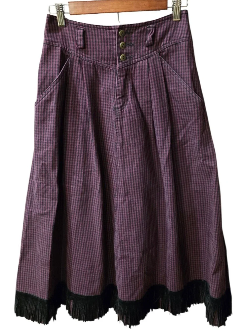 Vintage 90s Lizwear Houndstooth Midi Skirt Burgandy Purple /Black 6